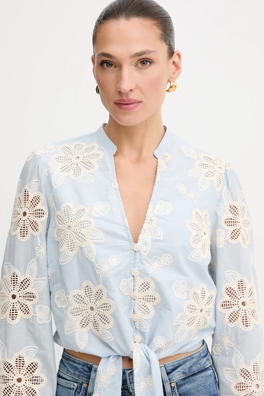 Βαμβακερό πουκάμισο Guess HAZEL μπλε W5YH1B.WHEO0