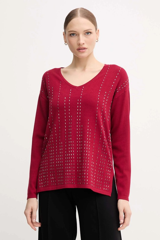 Joseph Ribkoff sweter z dodatkiem jedwabiu szpic bordowy 254966