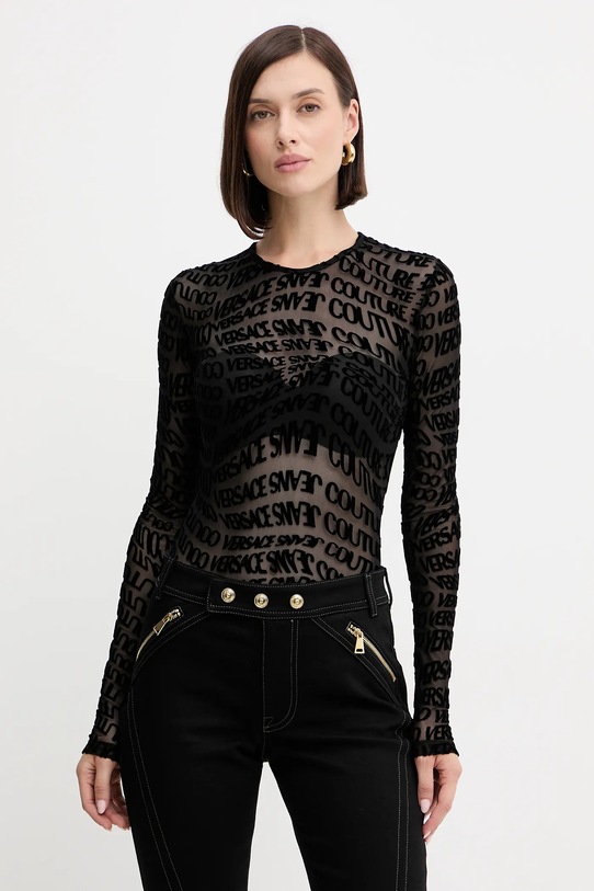 Versace Jeans Couture body wzorzyste czarny 79HAM221.JS490
