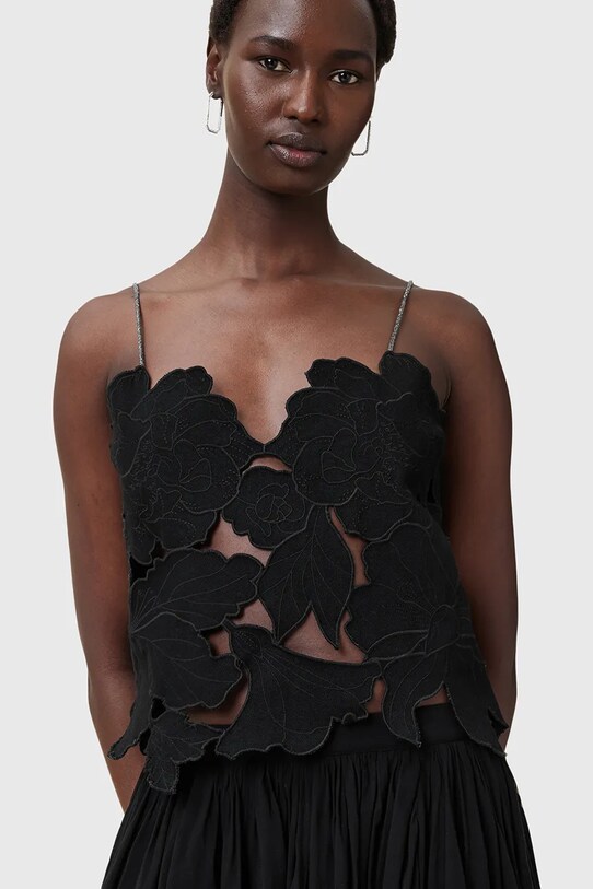 Бавовняний топ AllSaints FLORA W144PC чорний AW25