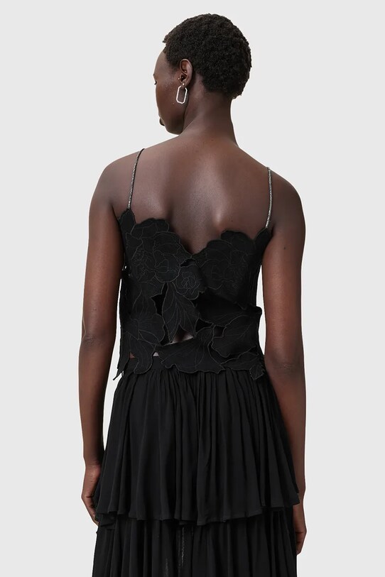 Бавовняний топ AllSaints FLORA W144PC чорний