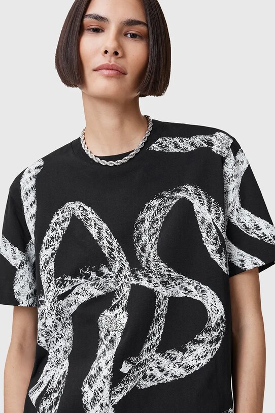 AllSaints tricou din bumbac HALYARD W153JC negru AW25