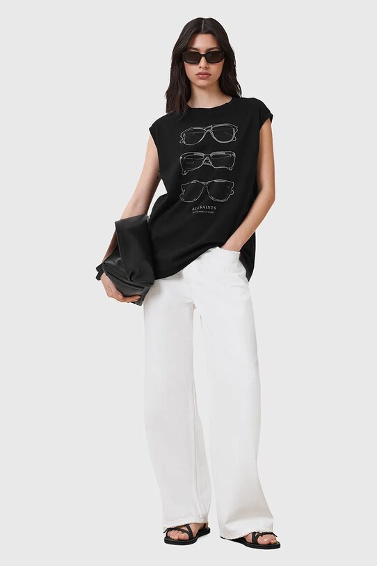 AllSaints bluză din bumbac SUNNIES W163JC negru