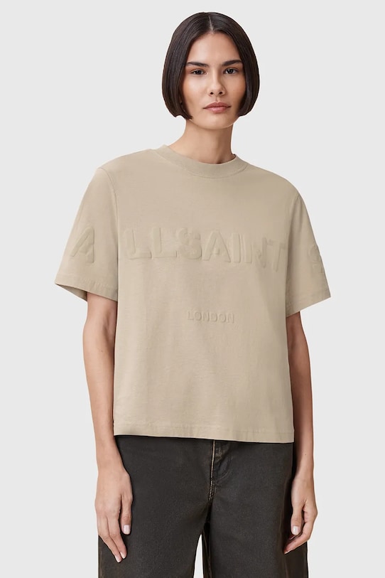 AllSaints tricou din bumbac LISA imprimeu bej W211JA