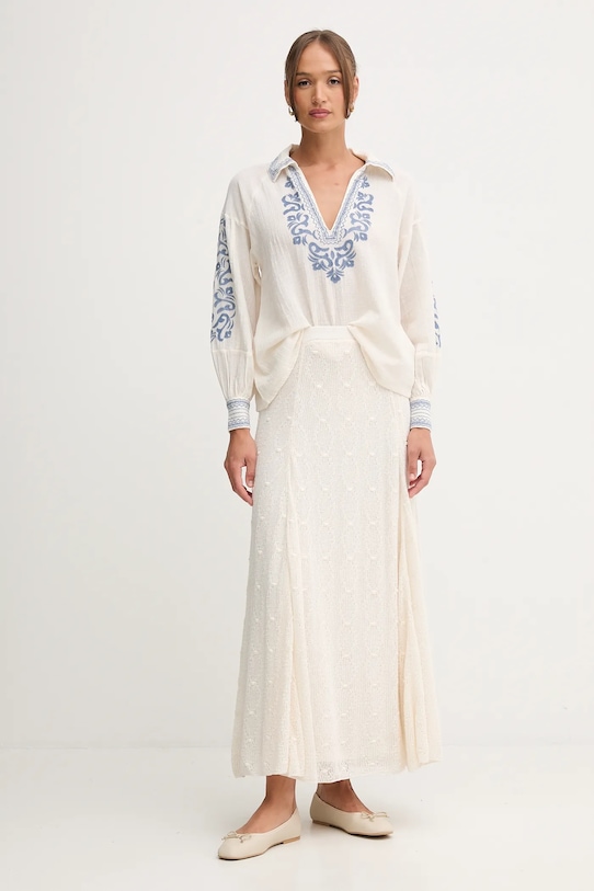 Majica z lanom Hoss Intropia 6282664 bež AW25