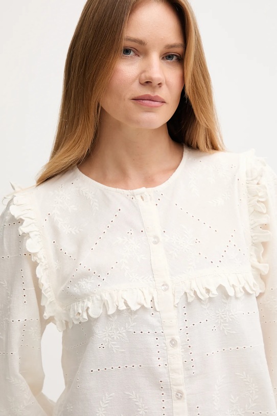 Hoss Intropia koszula z domieszką lnu beżowy 6282665
