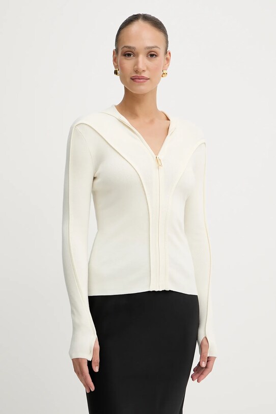 Vlněný kardigan Victoria Beckham vlna béžová 1325KTP006406A