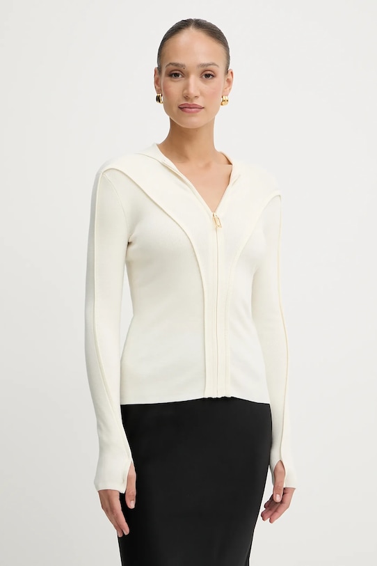 Vlněný kardigan Victoria Beckham vlna béžová 1325KTP006406A
