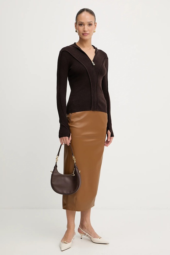 Victoria Beckham kardigan wełniany 1325KTP006406A brązowy AW25
