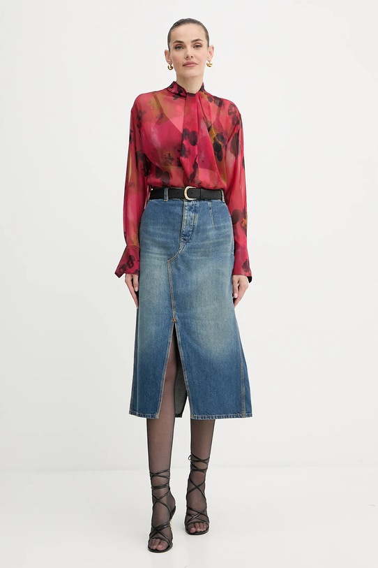 Victoria Beckham bluzka jedwabna 1325WSH006594B czerwony AW25