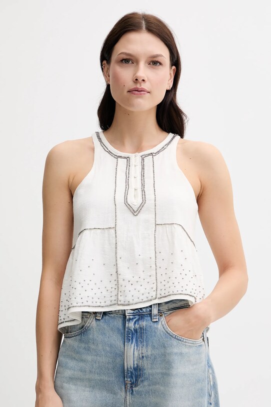 Pepe Jeans bluzka bawełniana regular beżowy PL305102