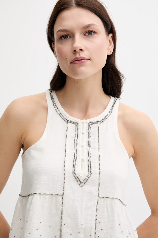 Pepe Jeans bluzka bawełniana beżowy PL305102