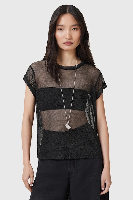 AllSaints bluză THEA scurt negru W207JC