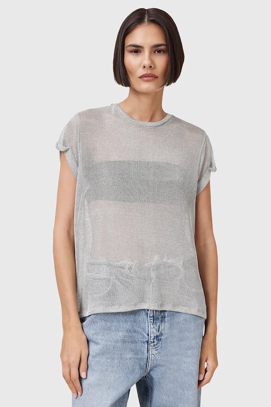 Halenka AllSaints THEA s elastanem stříbrná W207JC