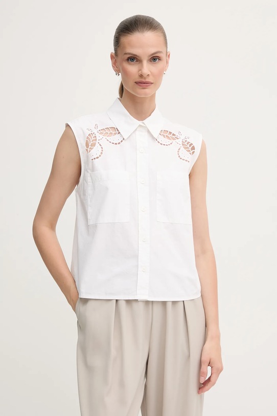 Dkny koszula bawełniana bawełna biały P5DM0B45