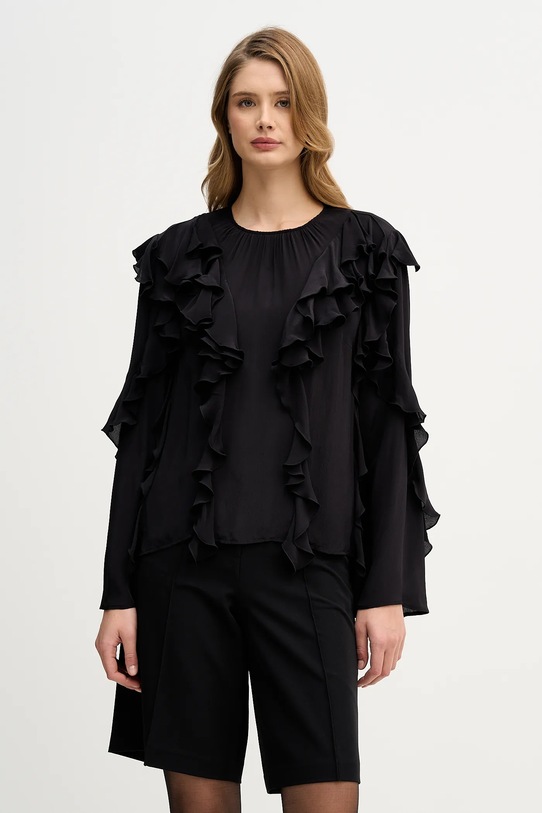 Sisley bluză uni negru 55E6LQ09R