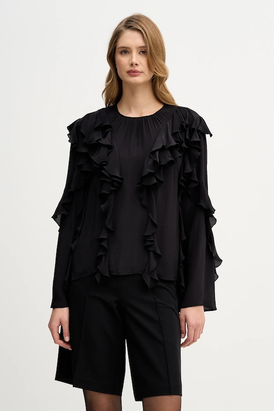 Sisley bluză uni negru 55E6LQ09R