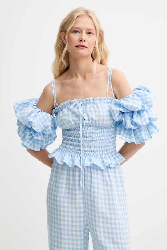 The Sleeper bluză din in carouri albastru ALTP01G027N