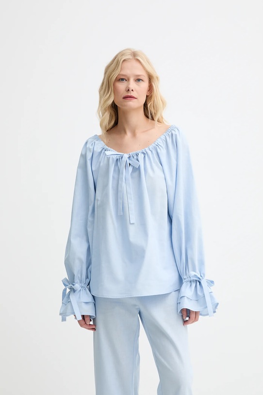 Льняная блузка The Sleeper casual голубой CHBL06P010N