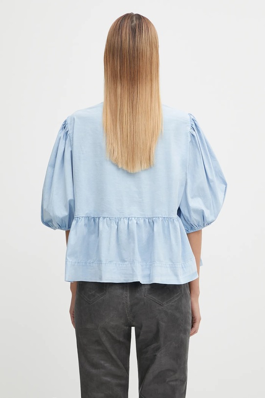 Odzież GANNI koszula Washed Stretch Cotton Peplum Blouse W0970 niebieski