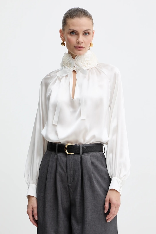 Luisa Spagnoli bluzka jedwabna szpic beżowy 542316