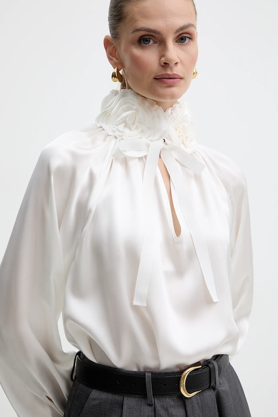 Luisa Spagnoli bluzka jedwabna beżowy 542316