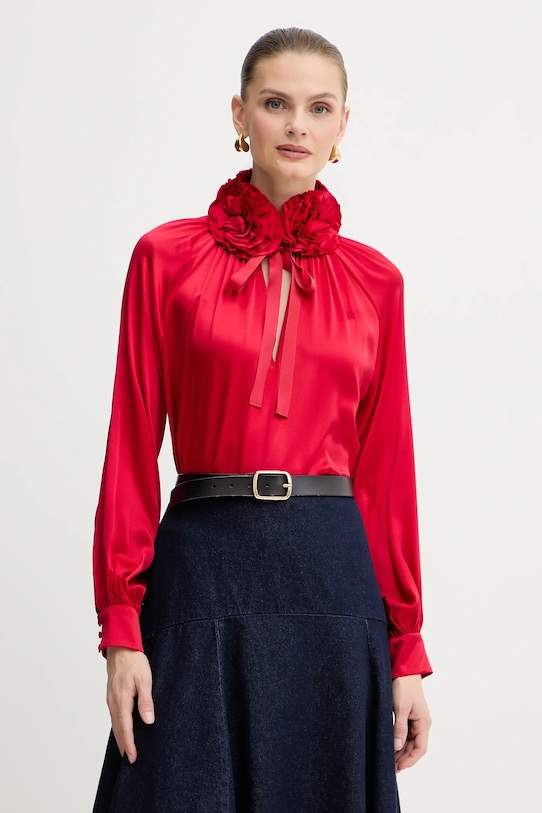 Luisa Spagnoli bluzka jedwabna szpic czerwony 542316