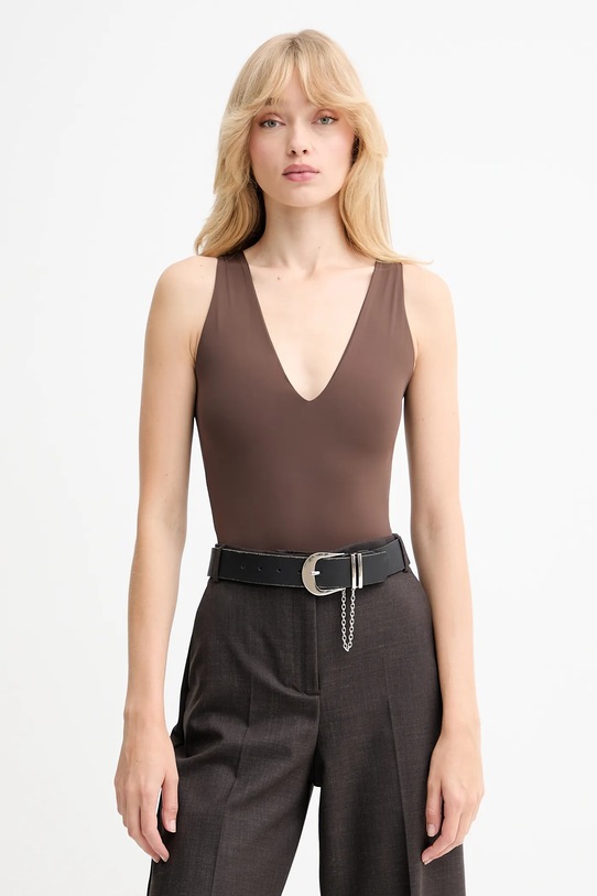 Bardot body z elastanem brązowy 60038TB