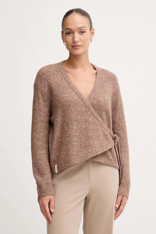 Кардиган с добавлением шерсти Gaudi тонкий коричневый 521FD53010