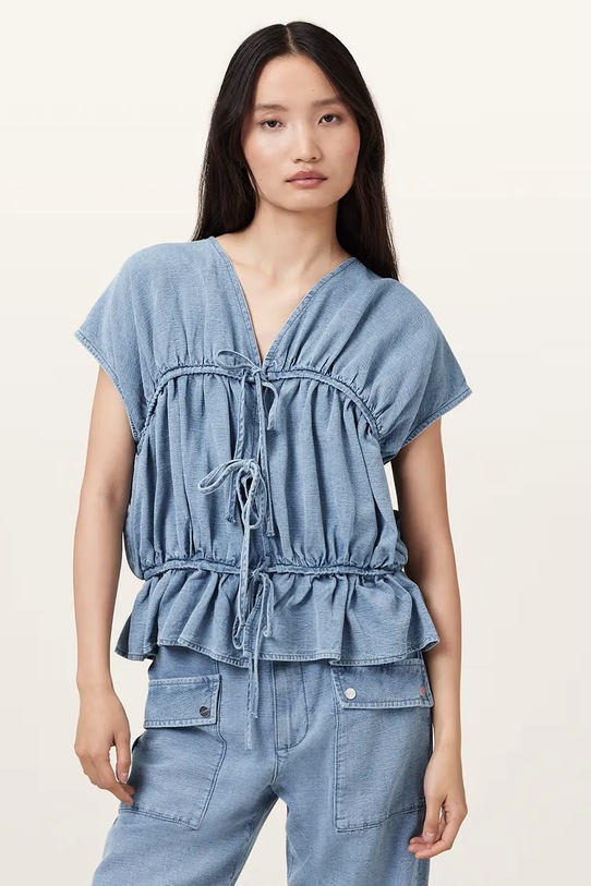 AllSaints bluzka REMY casual niebieski W093PC