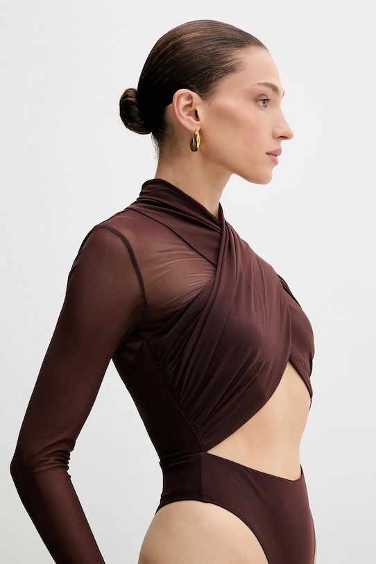 Κορμάκι Bardot καφέ 60050TB