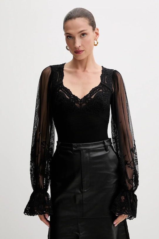 Bardot bluză cu modele negru 60075TB