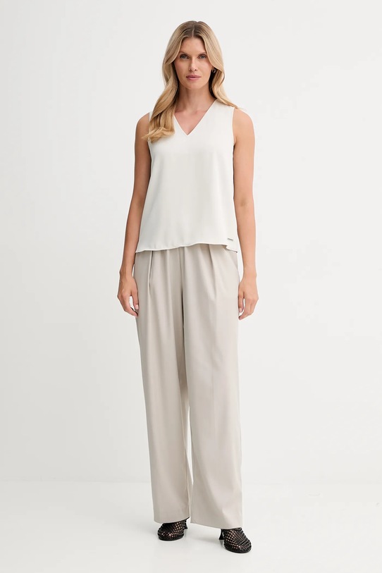 Calvin Klein bluzka LV044D164G beżowy AW25