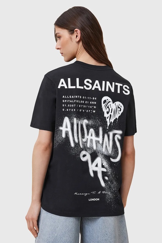 AllSaints t-shirt bawełniany POSTER nadruk czarny W035JD