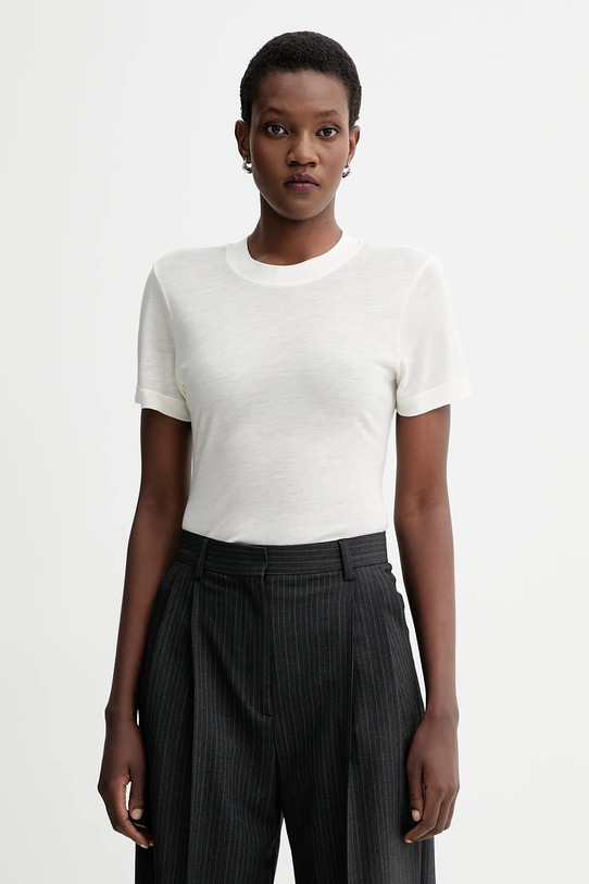 Filippa K t-shirt z domieszką kaszmiru regular beżowy 31742.FK