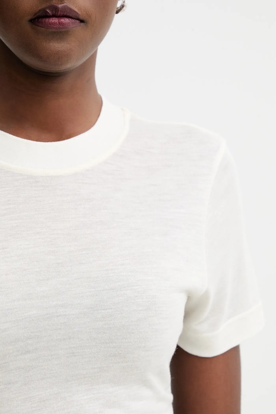 Filippa K t-shirt z domieszką kaszmiru beżowy 31742.FK