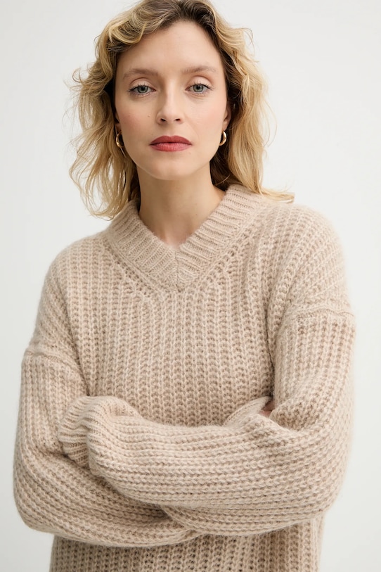 Filippa K sweter z dodatkiem wełny brązowy 31971.FK