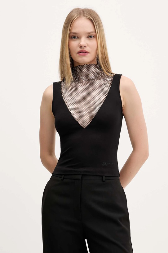 Top Karl Lagerfeld Jeans nášivka černá A4W17032