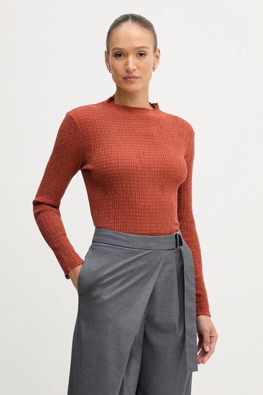 Pedro del Hierro bluzka z elastanem brązowy 8622511