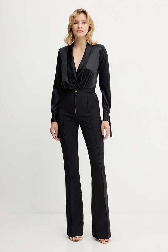 Body s přídavkem hedvábí Elisabetta Franchi CB00757E2 černá AW25