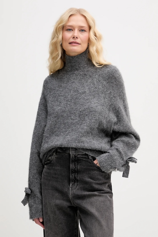 Aniye By sweter z dodatkiem wełny półgolf szary 181007