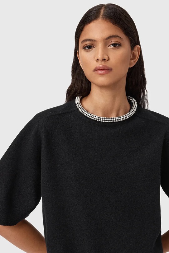 AllSaints tricou de lână ODELL W049KD negru AW25