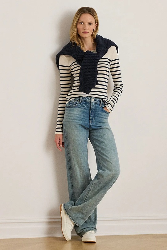 Odzież Lauren Ralph Lauren bluzka bawełniana 200980046 granatowy