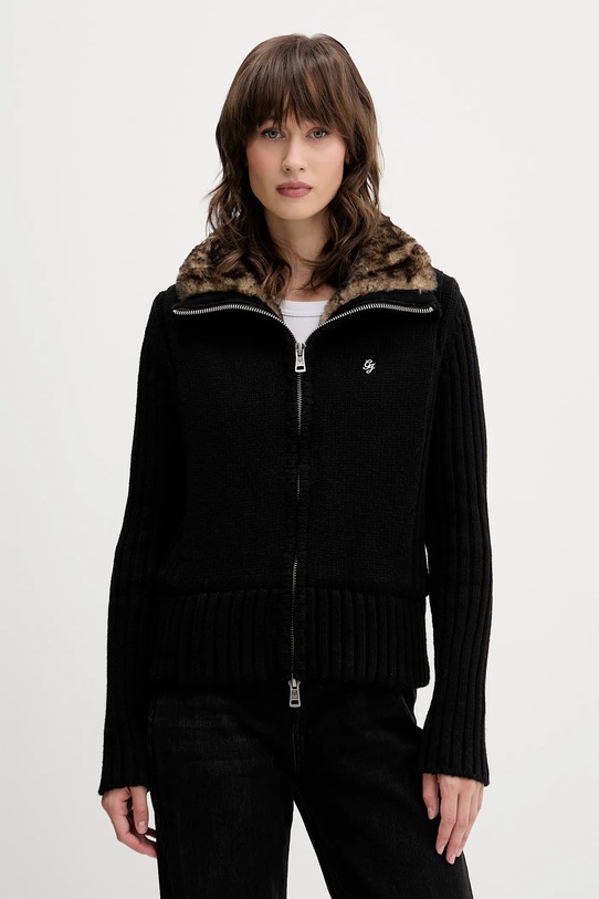 Кардиган с добавлением шерсти Guess Jeans средней плотности чёрный W5BR11.Z0561