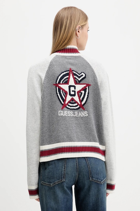 Guess Jeans gyapjú kardigán vékony szürke W5BR12.Z0561