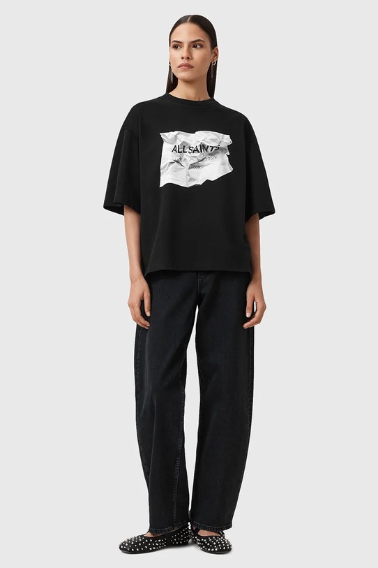 AllSaints bluzka SCRUNCH W049JD czarny