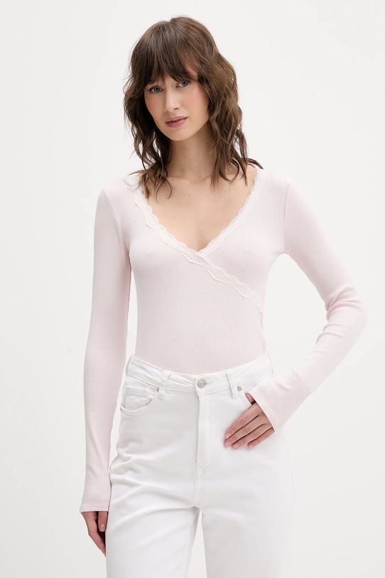 Μακρυμάνικο Hollister Co. slim ροζ KI339.5001.610