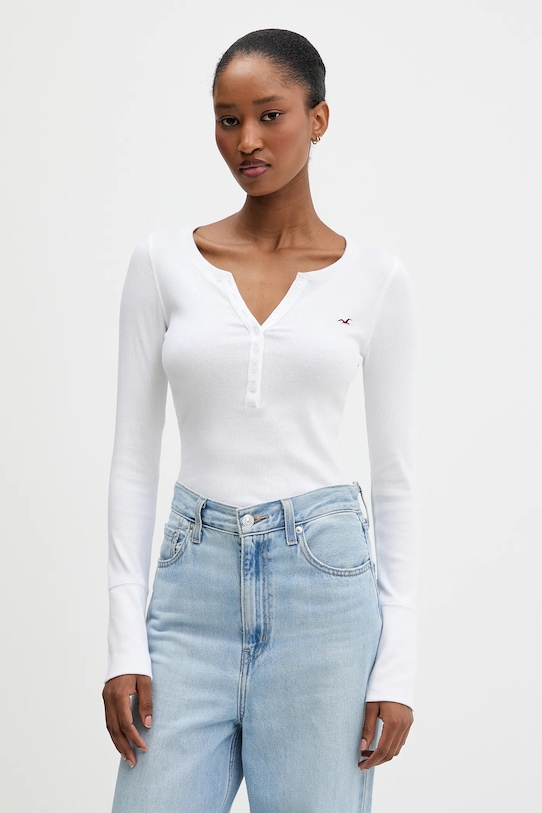 Tričko s dlhým rukávom Hollister Co. biela KI339.5257.100