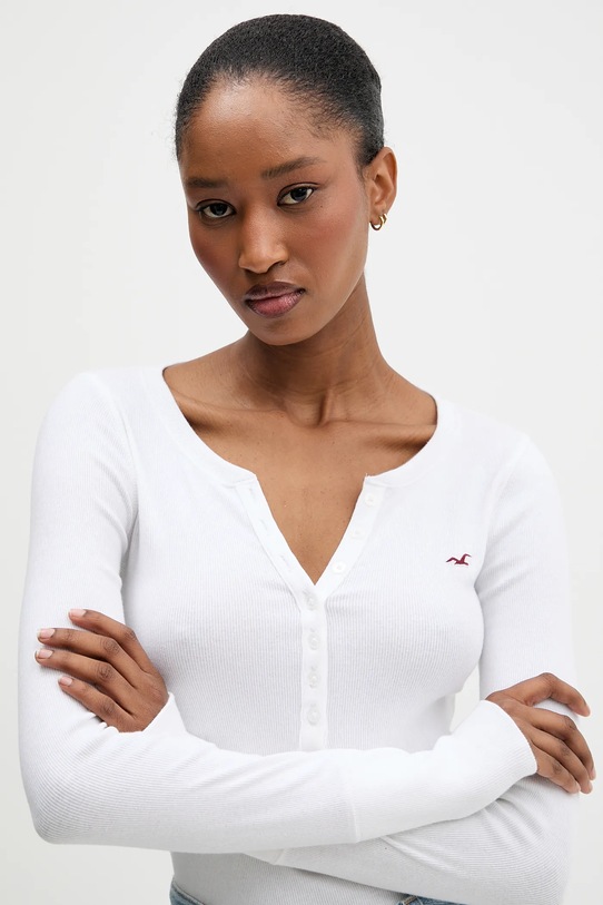 Tričko s dlhým rukávom Hollister Co. KI339.5257.100 biela