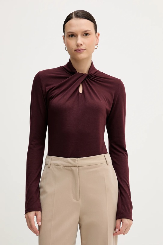 Sandro Ferrone longsleeve z elastanem bordowy S98YBFSENSO